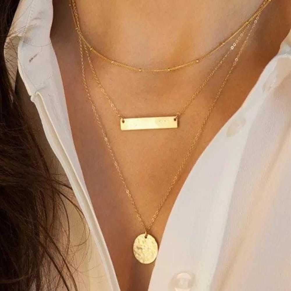 gold multi layer necklace